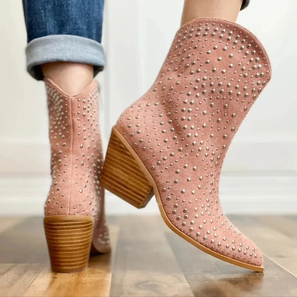 Corkys Lowlights Blush Pink Studded Western Cowgirl Boots New - Picture 5 of 5